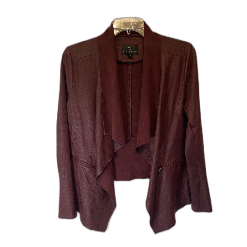 Faux Open Front Waterfall burgundy jacket size S